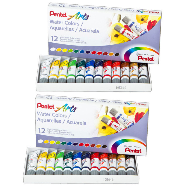 PENTEL OF AMERICA Pentel Arts Water Colors, 12 Per Set, 2 Sets