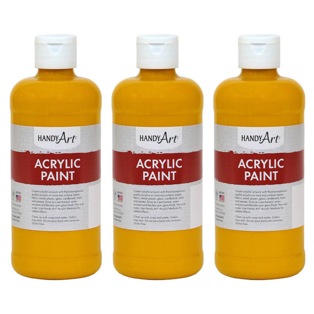 ROCK PAINT DISTRIBUTING CORP Handy Art® Acrylic Paint 16 oz, Deep Yellow, Pack of 3