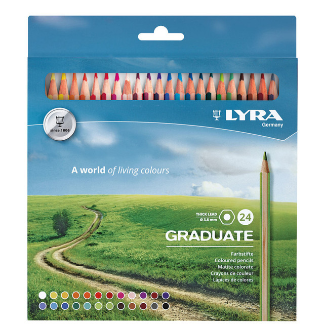 DIXON FINE ART Lyra® Graduate Colored Pencil Set, Assorted Colors, 24 Pieces
