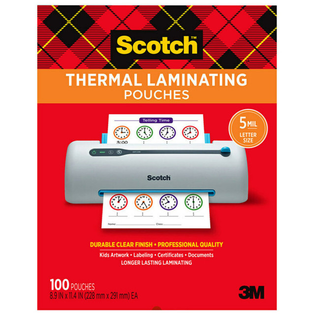 3M COMPANY Scotch® Thermal Laminating Pouches, 5 mil Size, Pack of 100