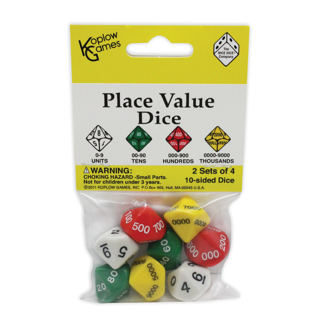 KOPLOW GAMES INC. Koplow Games Place Value Dice, 10-Sided, Pack of 8