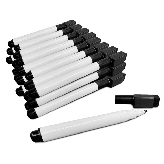 FLIPSIDE Flipside Products Dry Erase Markers with Magentic Eraser Cap, Black, Pack of 24