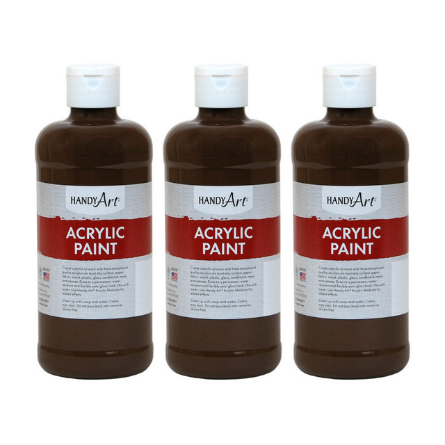 ROCK PAINT DISTRIBUTING CORP Handy Art® Acrylic Paint 16 oz, Burnt Umber, Pack of 3