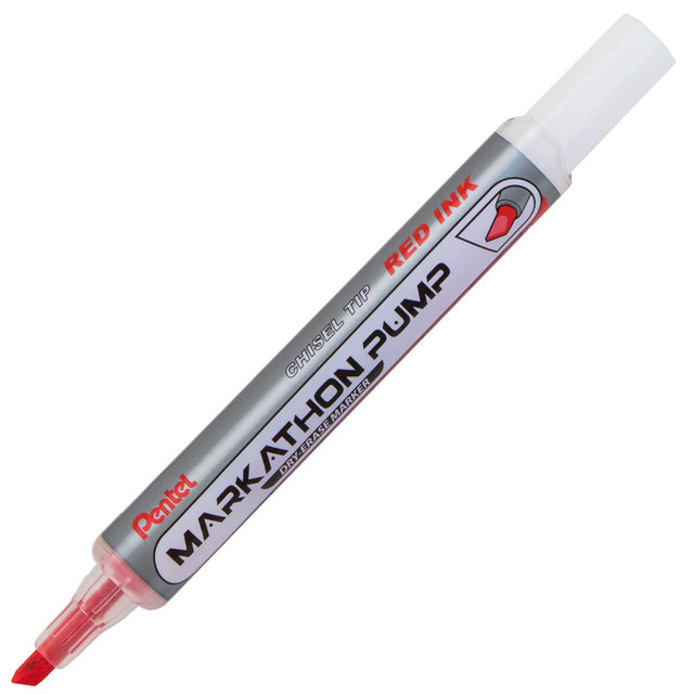 PENTEL OF AMERICA Pentel® Markathon Pump Dry Erase Marker, Chisel Tip, Red Ink, 1 Dozen