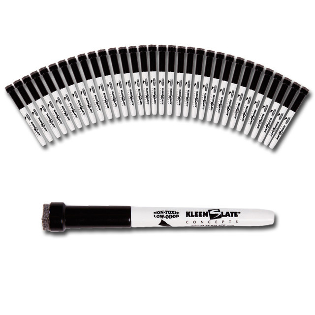 KLEENSLATE CONCEPTS LP KleenSlate® Small Dry Erase Markers with Eraser, Black, Pack of 36