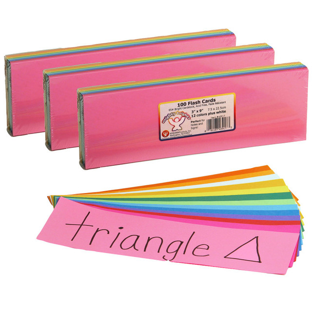 HYGLOSS PRODUCTS INC. Hygloss® Bright Flash Cards, 3" x 9", 100 Per Pack, 3 Packs