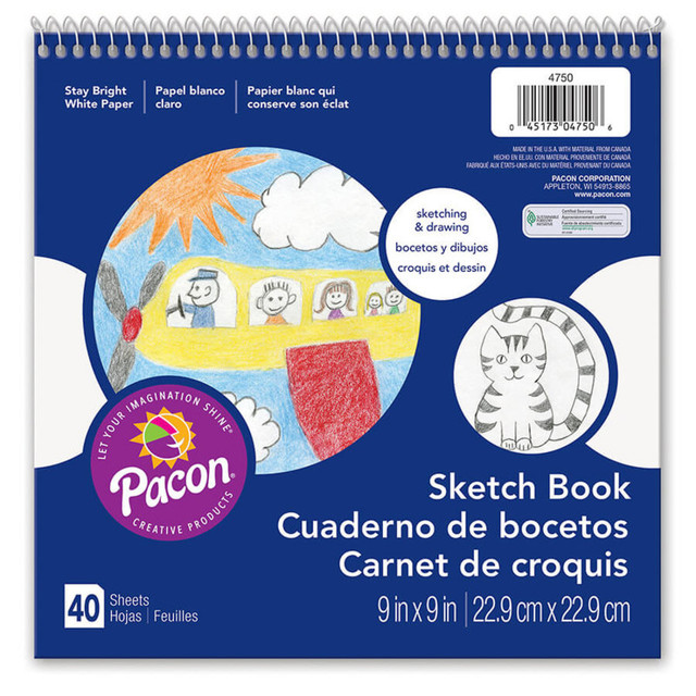 DIXON TICONDEROGA CO Prang® Sketch Book, White, 9" x 9", 40 Sheets