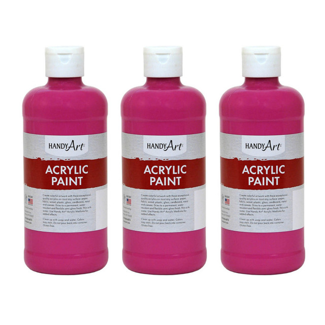 ROCK PAINT DISTRIBUTING CORP Handy Art® Acrylic Paint 16 oz, Magenta, Pack of 3