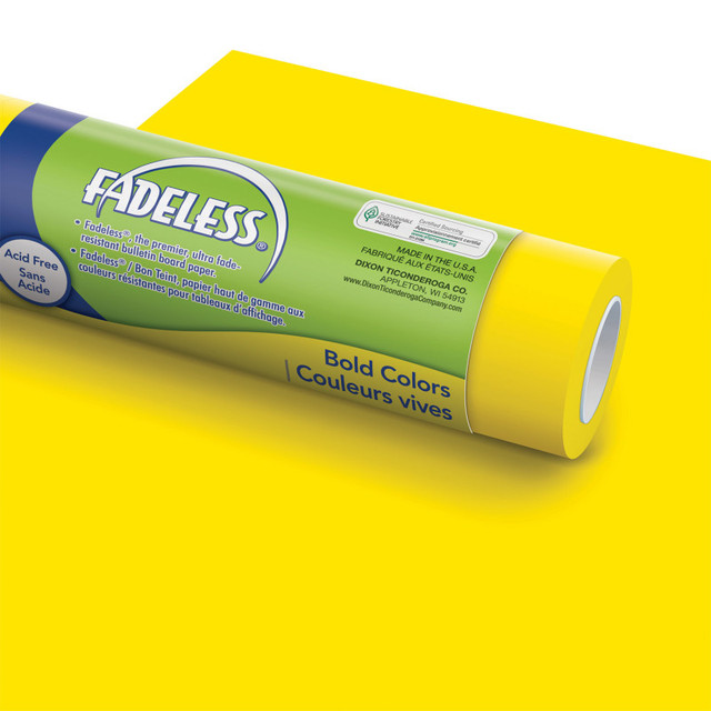 DIXON TICONDEROGA CO Fadeless® Bulletin Board Art Paper, Canary, 48" x 50', 1 Roll