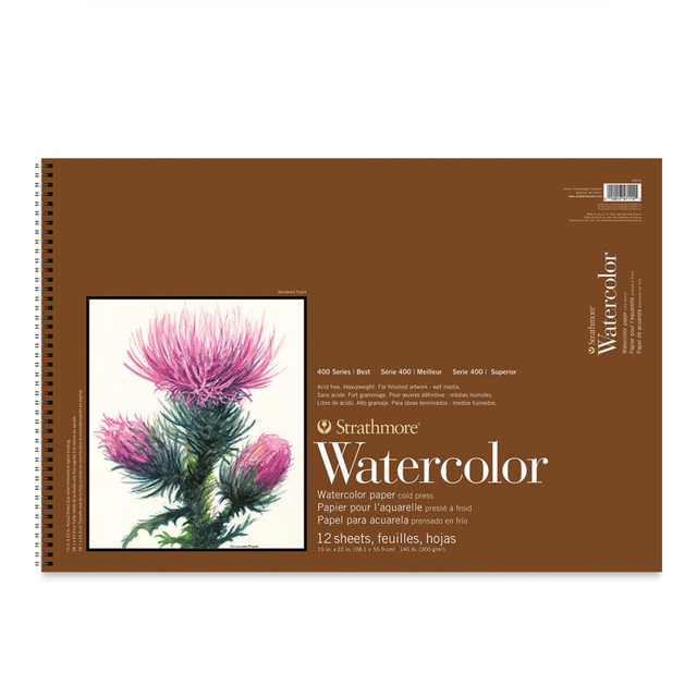 DIXON FINE ART Strathmore 400 Series Watercolor Paper Pad, Cold Pressed, Top Wire Binding, 12 Sheet, 15x22 inch, 1 Count