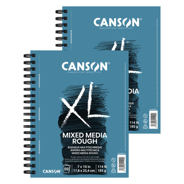 DIXON FINE ART Canson XL Series Mixed Media Pad, Side Wire Binding, 50 Sheet, 7x10 inch, Pack of 2
