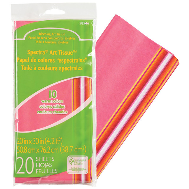 DIXON TICONDEROGA CO Spectra® Deluxe Bleeding Art Tissue, 10 Color Warm Assortment, 20" x 30", 20 Sheets
