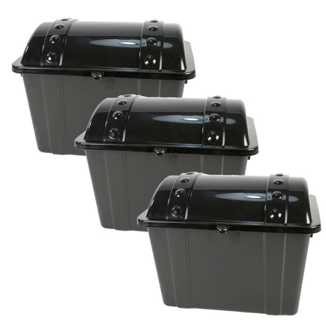 ROMANOFF PRODUCTS Romanoff Jr. Treasure Chest, Black, Pack of 3