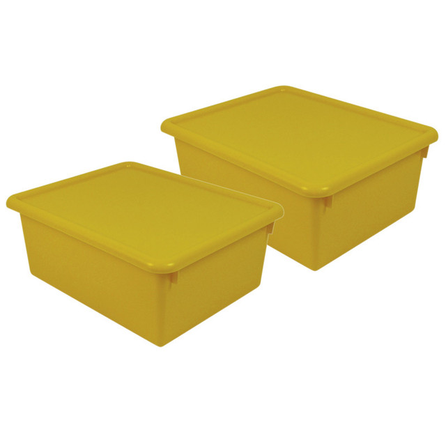 ROMANOFF PRODUCTS Romanoff Stowaway® 5" Letter Box with Lid, Yellow, Pack of 2