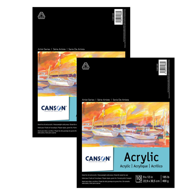 DIXON FINE ART Canson Artist Series Acrylic Pad, Foldover Binding, 10 Sheet, 9x12 inch, Pack of 2