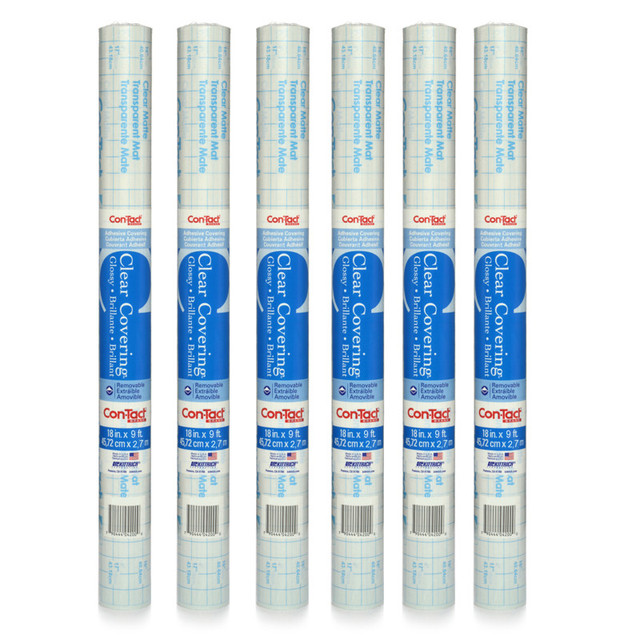 KITTRICH CORPORATION Con-Tact® Brand Adhesive Roll, Clear, 18" x 9 ', Glossy, 6 Rolls