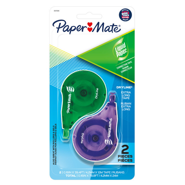 NEWELL BRANDS DISTRIBUTION LLC Paper Mate® Liquid Paper DryLine, Extra Long Tape, Assorted Colors, 2 Count