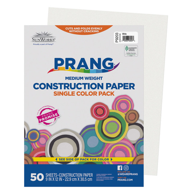 DIXON TICONDEROGA CO Prang® Construction Paper, Medium Weight, White, 9" x 12", 50 Sheets