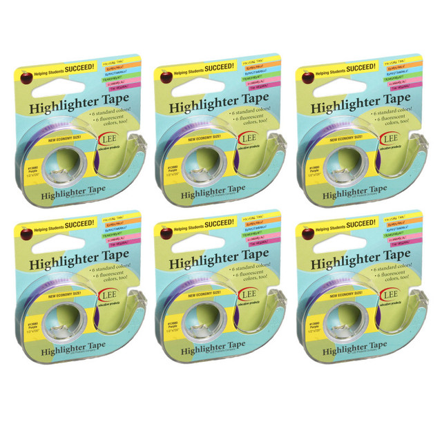 LEE PRODUCTS COMPANY Lee Products Removable Highlighter Tape, Purple, Pack of 6