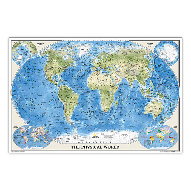 NATIONAL GEOGRAPHIC MAPS National Geographic World Physical Map, Laminated, 45.75" x 30.5"
