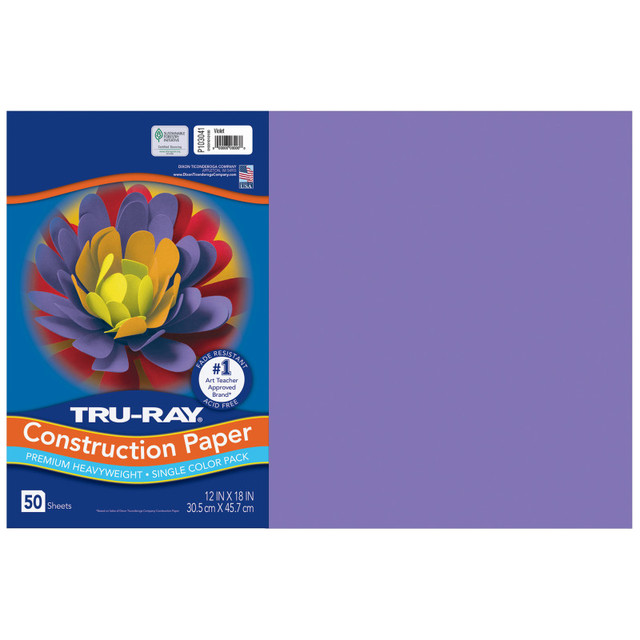 DIXON TICONDEROGA CO Tru-Ray® Construction Paper, Heavyweight, Violet, 12" x 18", 50 Sheets