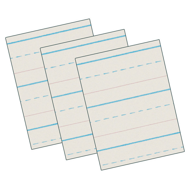 DIXON TICONDEROGA CO Pacon® Newsprint Handwriting Paper, Skip-A-Line, Grade 1, 1/2" x 1/4" x 1/4" Ruled Long, 11" x 8-1/2", 500 Sheets Per Pack, 3 Packs
