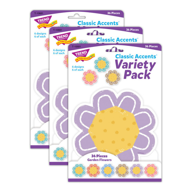 TREND ENTERPRISES INC. TREND Garden Flowers Classic Accents® Variety Pack, 36 Per Pack, 3 Packs