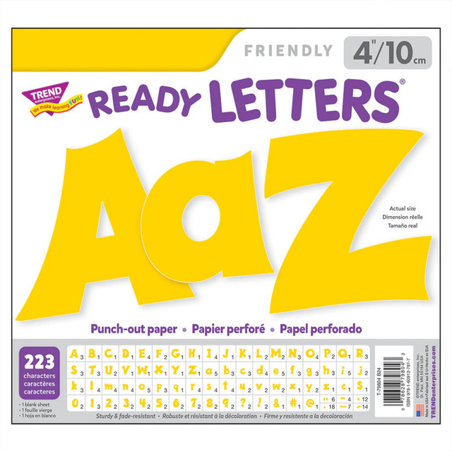 TREND ENTERPRISES INC. TREND Yellow 4-Inch Friendly Uppercase/Lowercase Combo Pack (EN/SP) Ready Letters®
