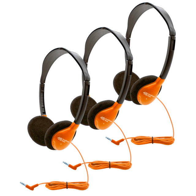 HAMILTON ELECTRONICS VCOM HamiltonBuhl® Personal On-Ear Stereo Headphone, Orange, Pack of 3