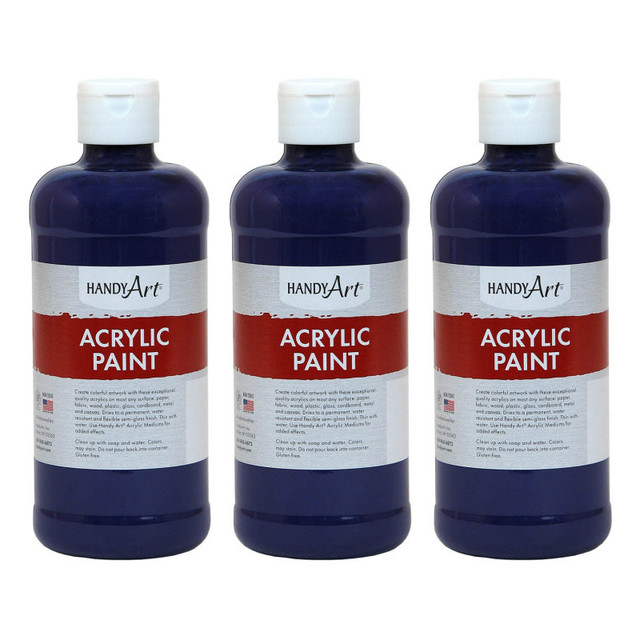ROCK PAINT DISTRIBUTING CORP Handy Art® Acrylic Paint 16 oz, Violet, Pack of 3