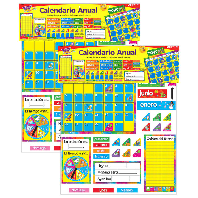 TREND ENTERPRISES INC. TREND Calendario Anual (Spanish) Bulletin Board Set, 2 Sets