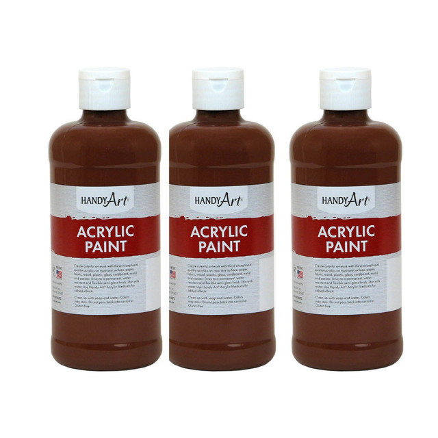 ROCK PAINT DISTRIBUTING CORP Handy Art® Acrylic Paint 16 oz, Burnt Sienna, Pack of 3
