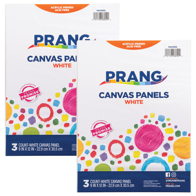 DIXON TICONDEROGA CO Prang® Canvas Panels, White, 9" x 12", 3 Per Pack, 2 Packs