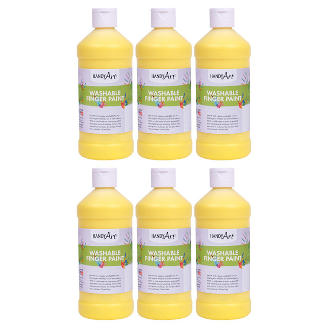ROCK PAINT DISTRIBUTING CORP Handy Art® Washable Finger Paint, Yellow, 16 oz., Pack of 6