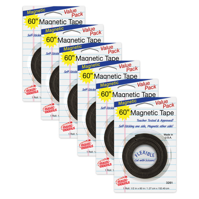 MILLER STUDIO Magic-Mounts® Magnetic Tape, 1/2" x 60" Roll, Pack of 6