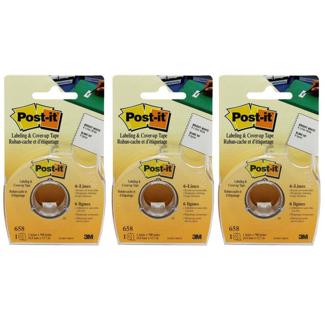 3M COMPANY Post-it® Labeling & Cover-up Tape, 1" x 700" Per Roll, 3 Rolls