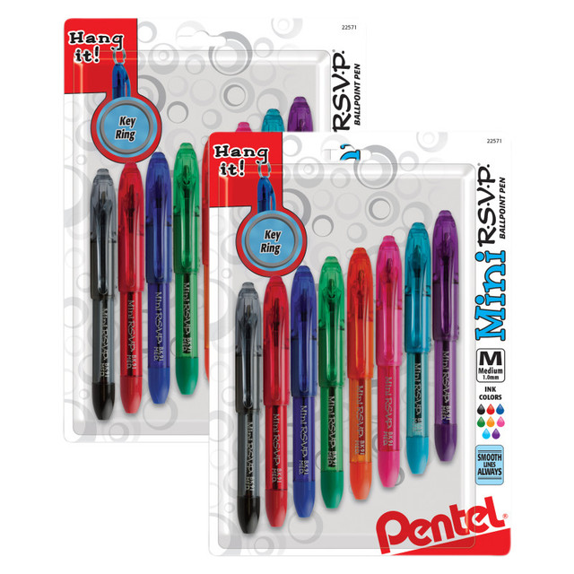 PENTEL OF AMERICA Pentel® R.S.V.P.® Mini Ballpoint Pens, 8 Per Pack, 2 Packs