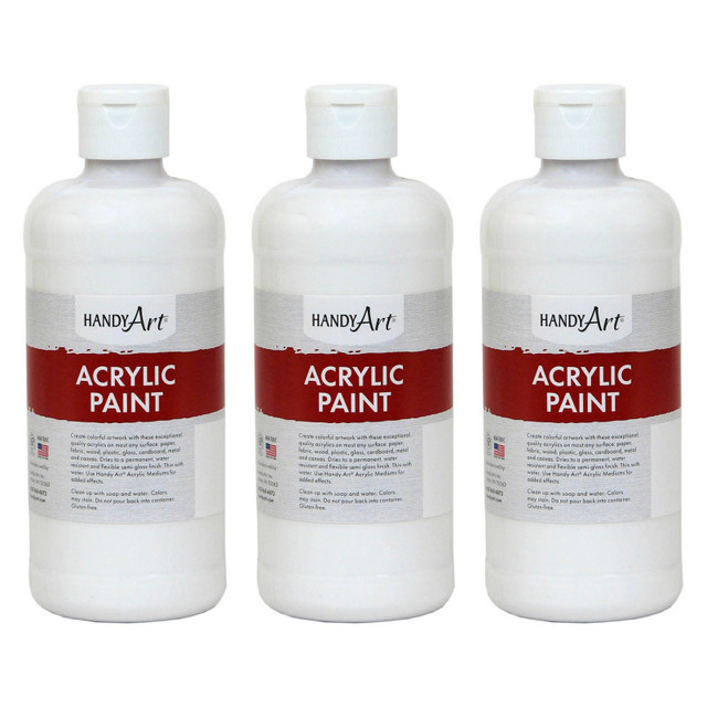 ROCK PAINT DISTRIBUTING CORP Handy Art® Acrylic Paint 16 oz, Titan White, Pack of 3