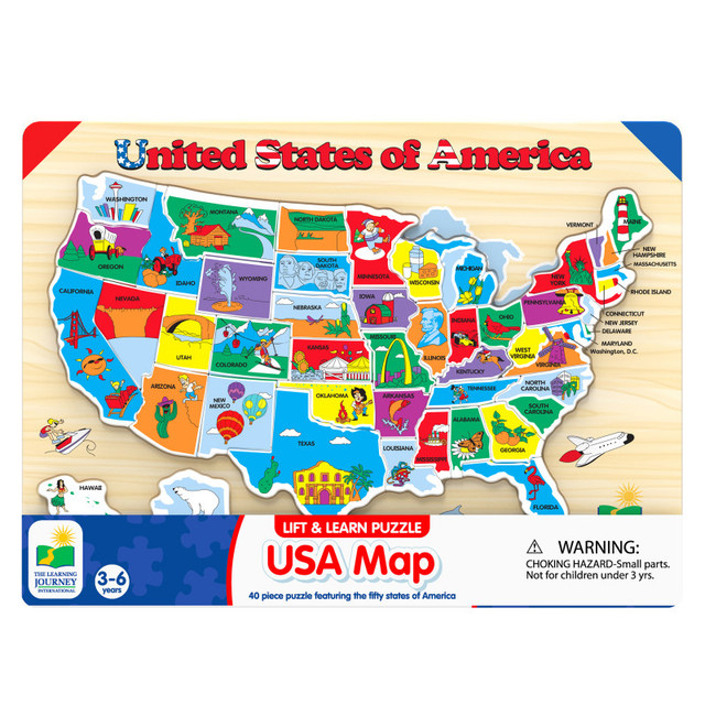 UNIVERSITY GAMES The Learning Journey International Lift & Learn USA Map Puzzle