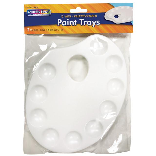 DIXON TICONDEROGA CO Creativity Street® Palette-Shaped Paint Trays, White, 9" x 6.75", 2 Count
