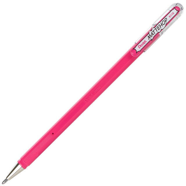 PENTEL OF AMERICA Pentel Arts Hybrid MATTEHOP Gel Roller, 1.0mm, Matte Pink Ink, Pack of 12