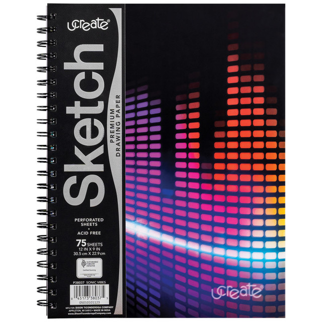 DIXON TICONDEROGA CO UCreate® Fashion Poly Sketch Book, Sonic Vibes, Unruled, 12" x 9"