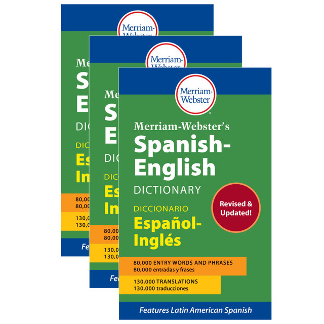 MERRIAM - WEBSTER  INC Merriam-Webster Merriam-Webster's Spanish-English Dictionary, Mass Market Paperback, Pack of 3