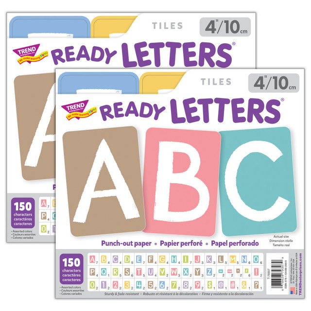 TREND ENTERPRISES INC. TREND Garden Path 4" Tiles Uppercase Ready Letters®, 150 Pieces Per Pack, 2 Packs