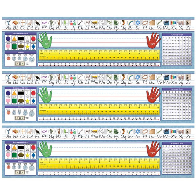 NORTH STAR TEACHER RESOURCE North Star Teacher Resources Traditional Manuscript Primary Desk Plates, 19" x 5", 36 Per Pack, 3 Packs