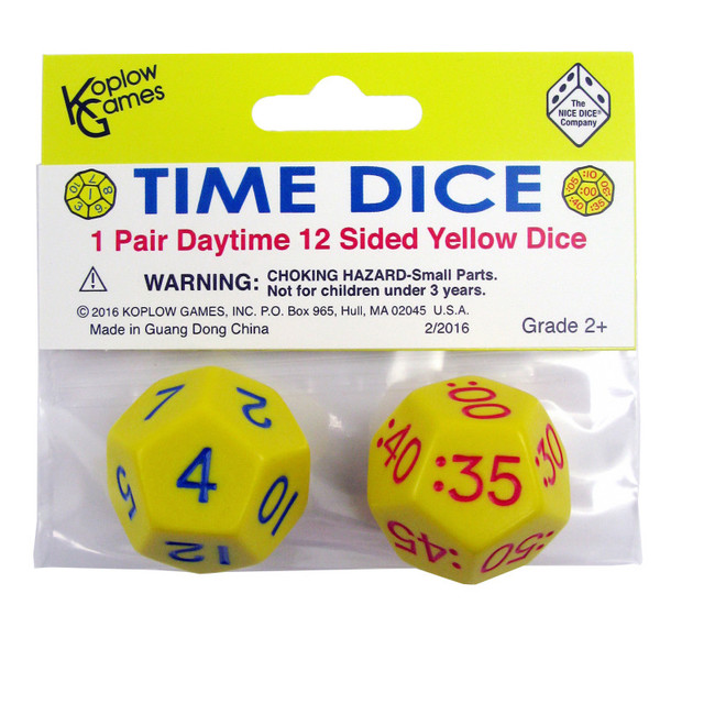 KOPLOW GAMES INC. Koplow Games Time Dice, Pair of Yellow (AM)