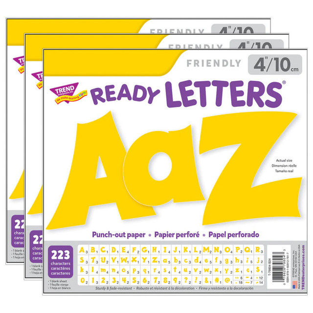 TREND ENTERPRISES INC. TREND Yellow 4" Friendly Combo Ready Letters®, 3 Packs