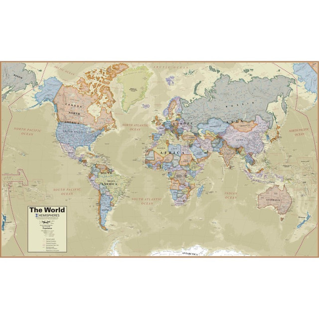 WAYPOINT GEOGRAPHIC Hemispheres® Boardroom Series World Laminated Wall Map