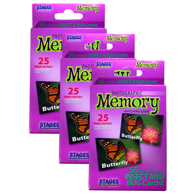 STAGES LEARNING MATERIALS Stages Learning Materials Photographic Memory Matching Game, Insects & Bugs, Pack of 3