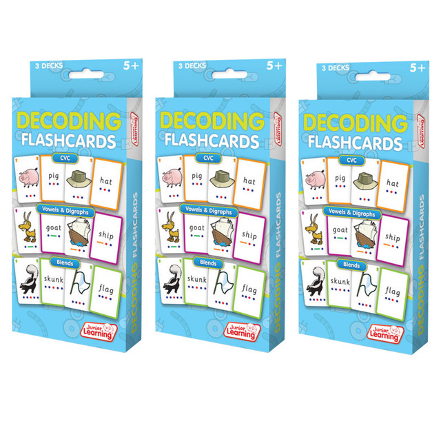 JUNIOR LEARNING Junior Learning® Decoding Flashcards, 3 Sets Per Pack, 3 Packs